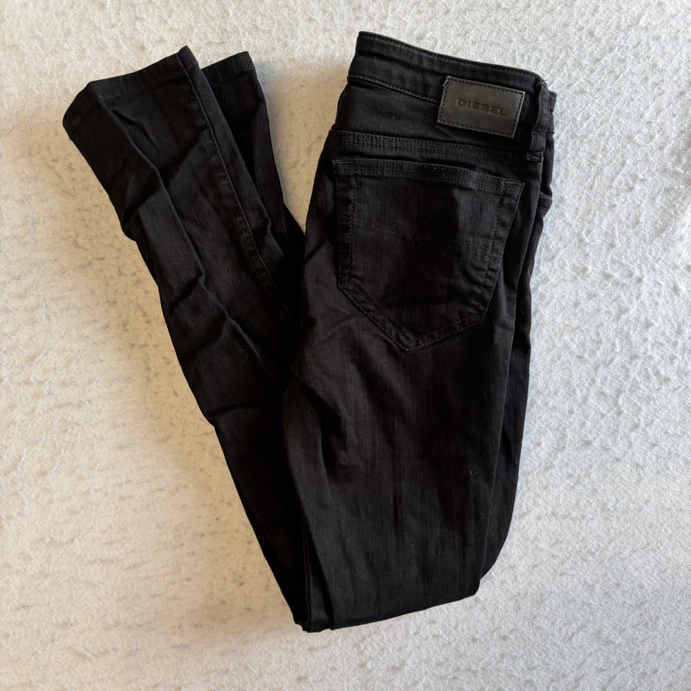 Diesel Skinzee-XP Jeans Womens 26 Black Skinny Super Slim Stretch Low Rise